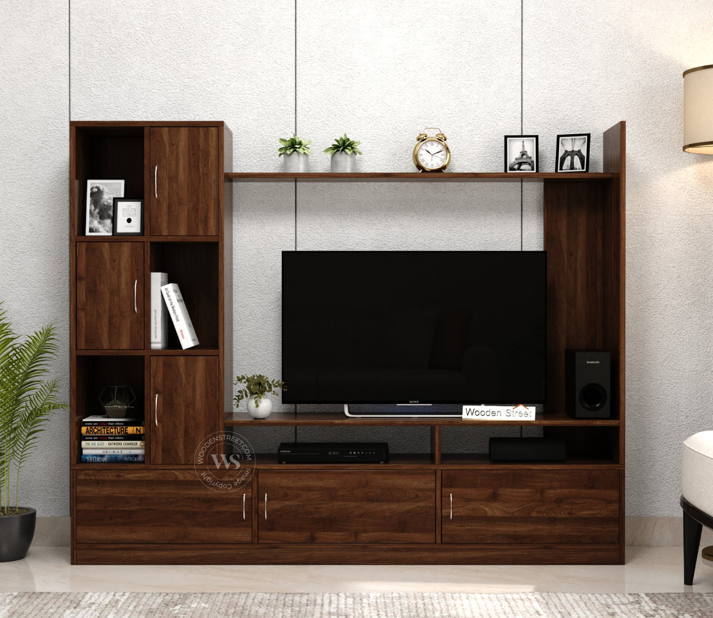 Wayne Engineered Wood TV Unit With Cabinets