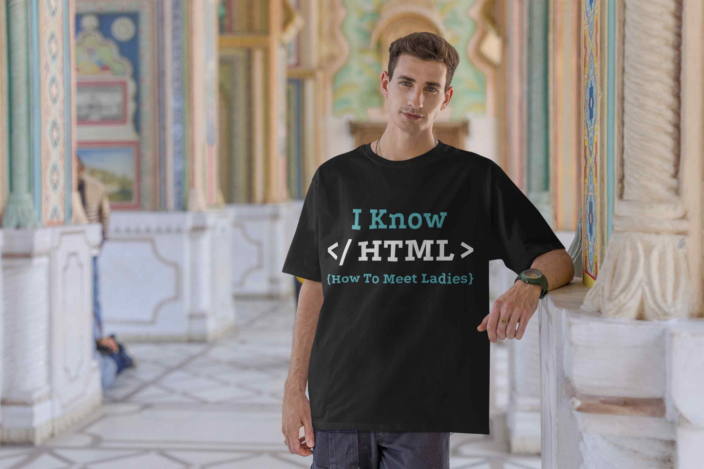 Coding Print Black Oversized T-shirt