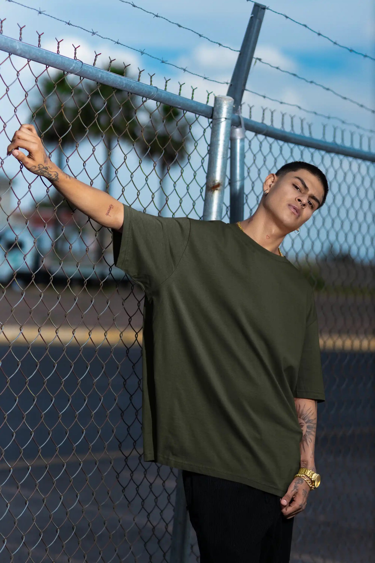 Celestial Vision Olive AR Oversized T-shirt