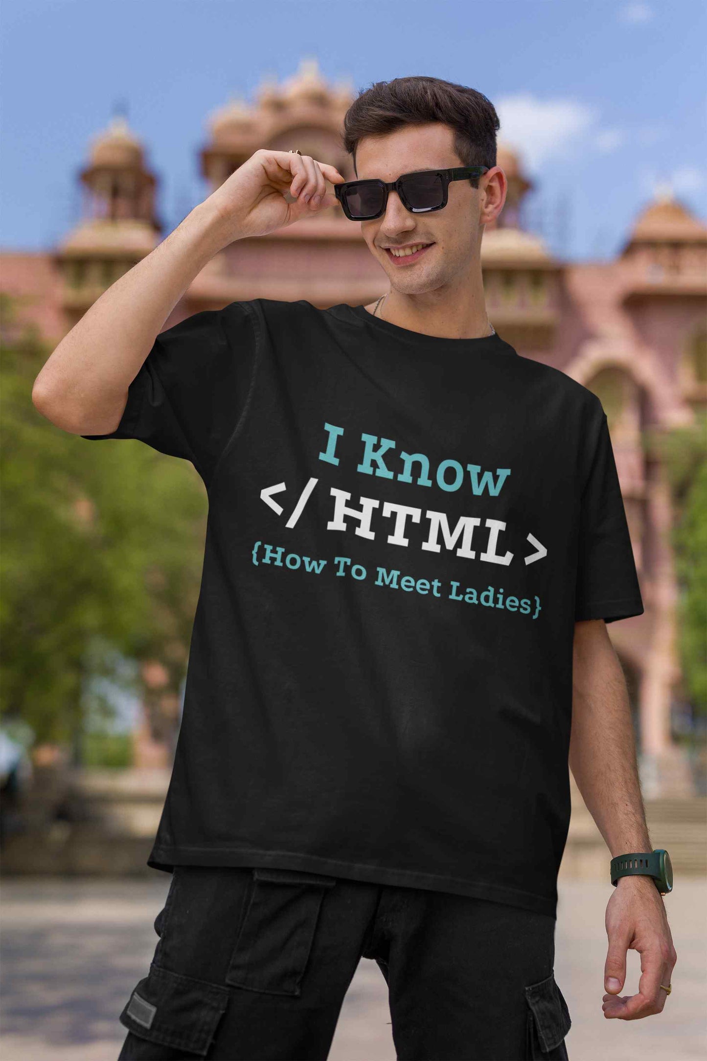 Coding Print Black Oversized T-shirt