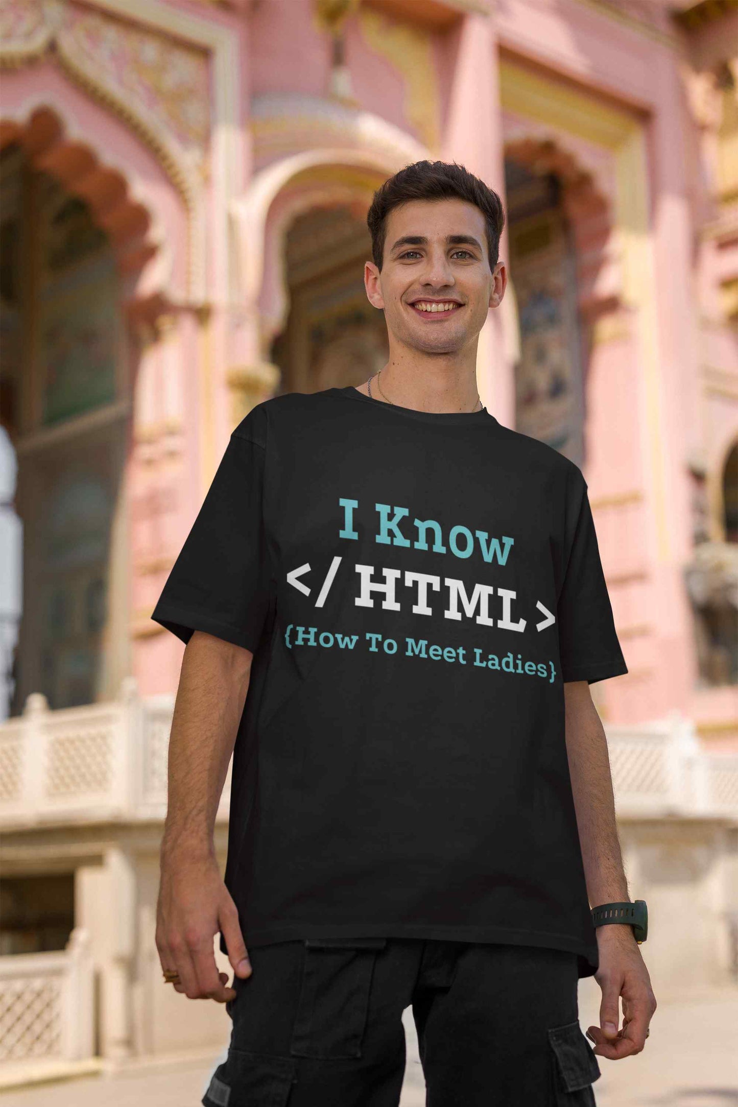 Coding Print Black Oversized T-shirt