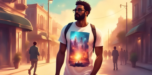 AR T-shirt worn by a college student in India, stylish trendy design