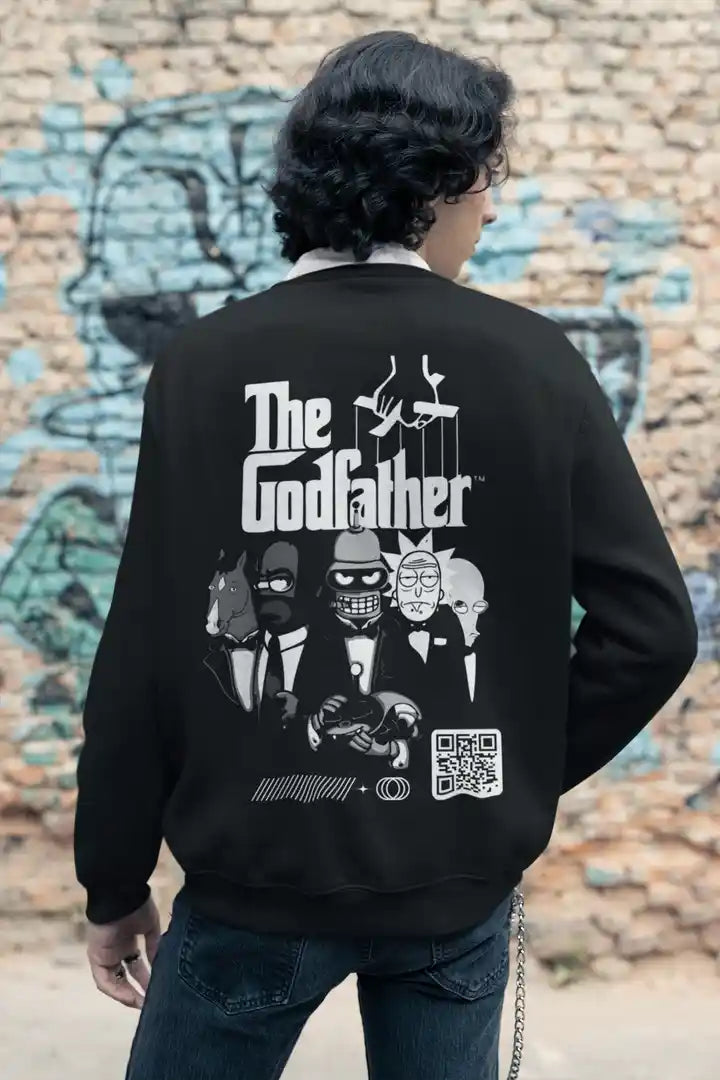 Unisex Godfather Cartoon Version AR Black Sweatshirt