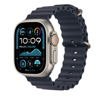 49mm Navy Ocean Band - Natural Titanium Finish