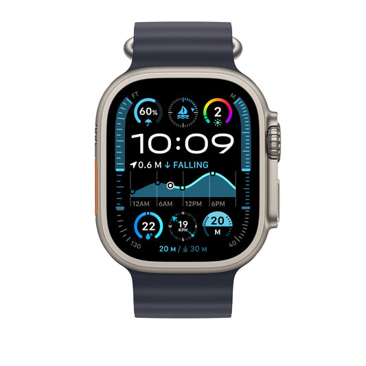 49mm Navy Ocean Band - Natural Titanium Finish