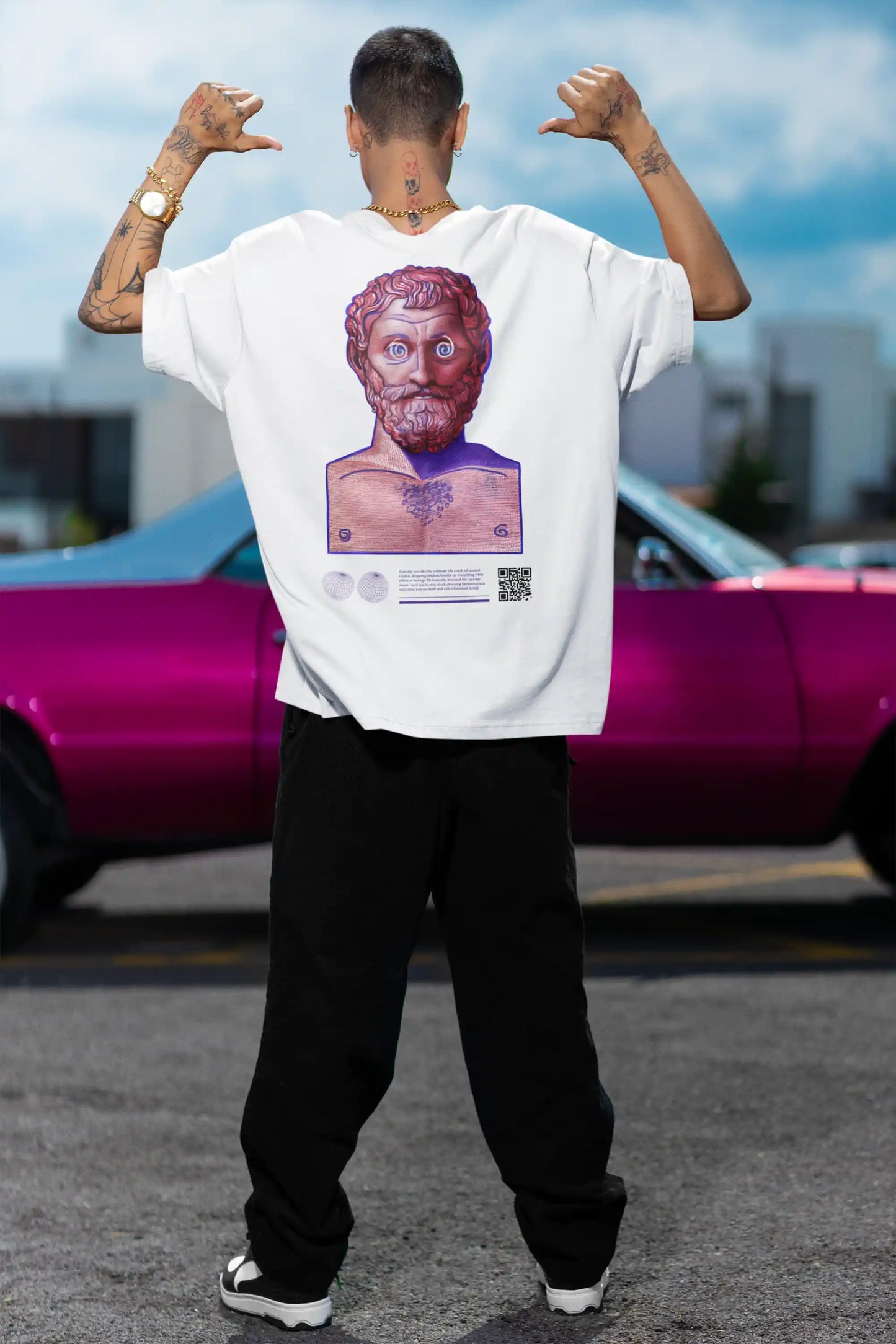 Philosopher Bust Neon AR Oversized Tshirt