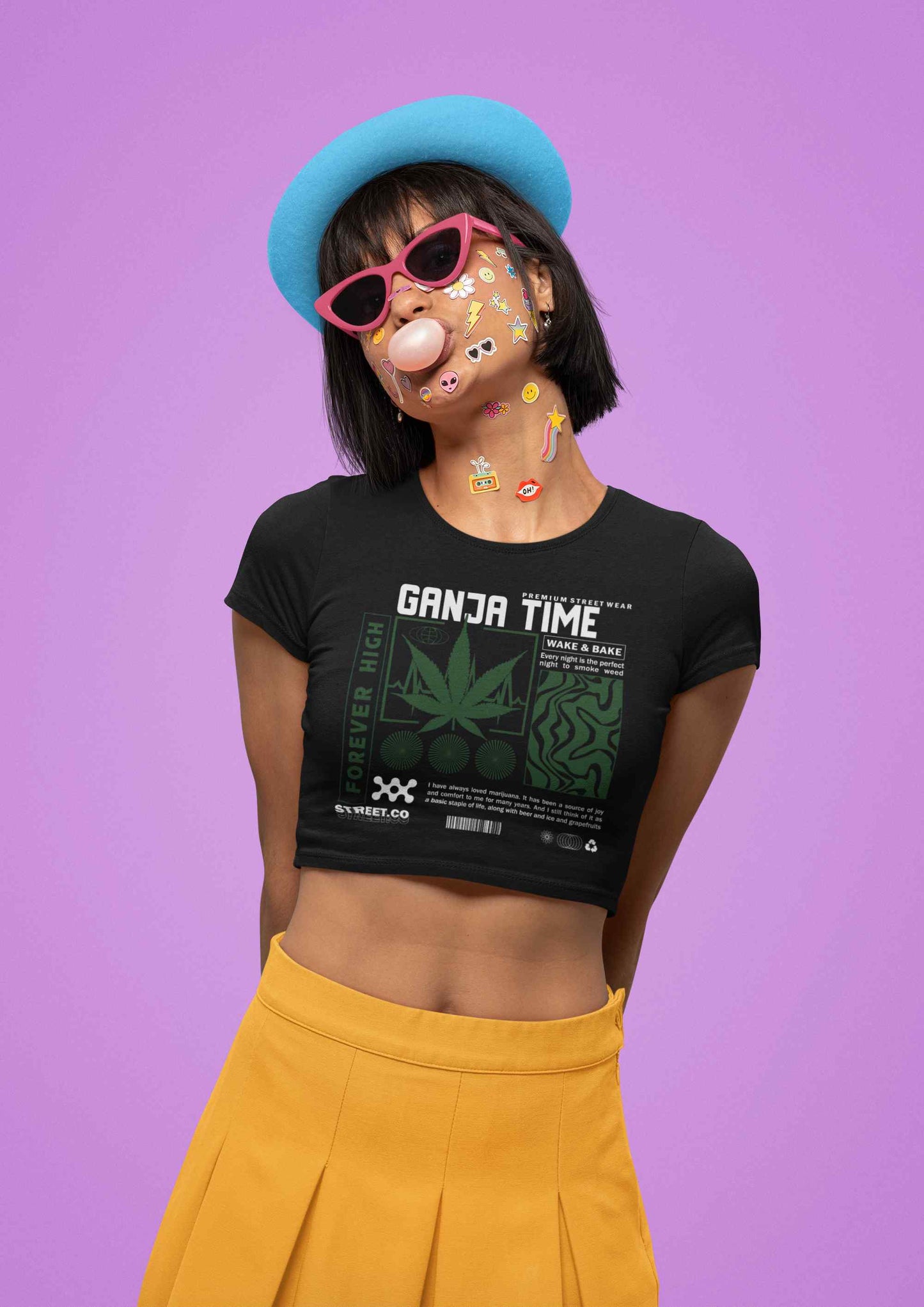 Ganja Print Crop Top