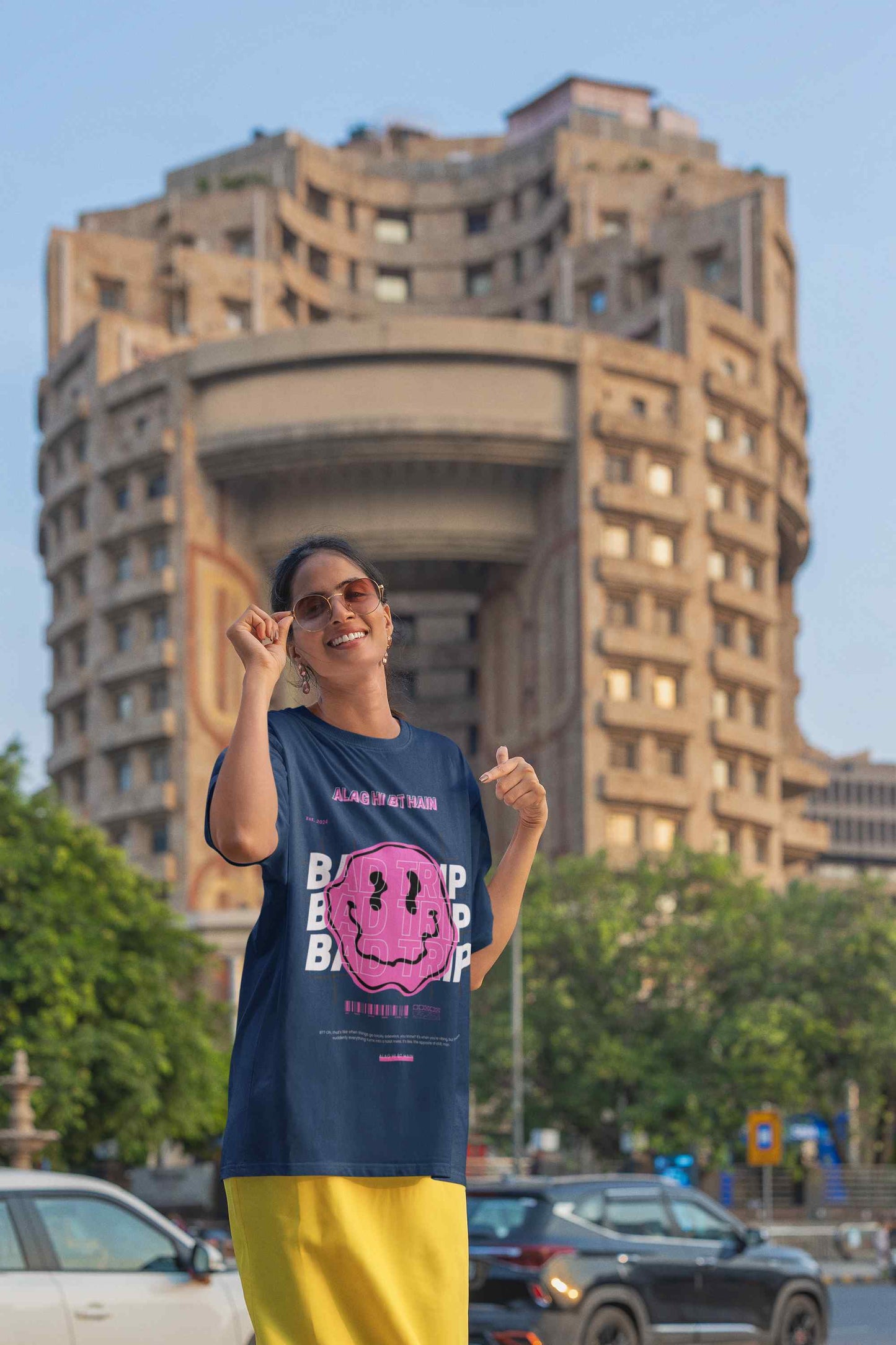 Pink Smiley Oversized T shirt