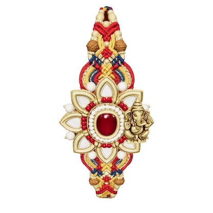 Classic Gold Ganesha Kundan Divine Rakhi
